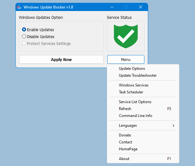 Update Blocker user interface preview
